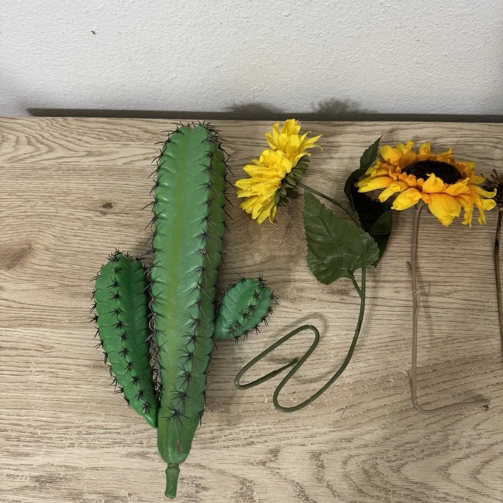Southwestern Faux Floral Arrangement Vase Filler Western Cactus‎ Sunflowers